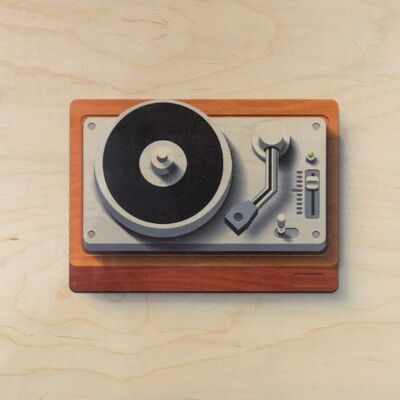 Wooden poster - music icons turntable
