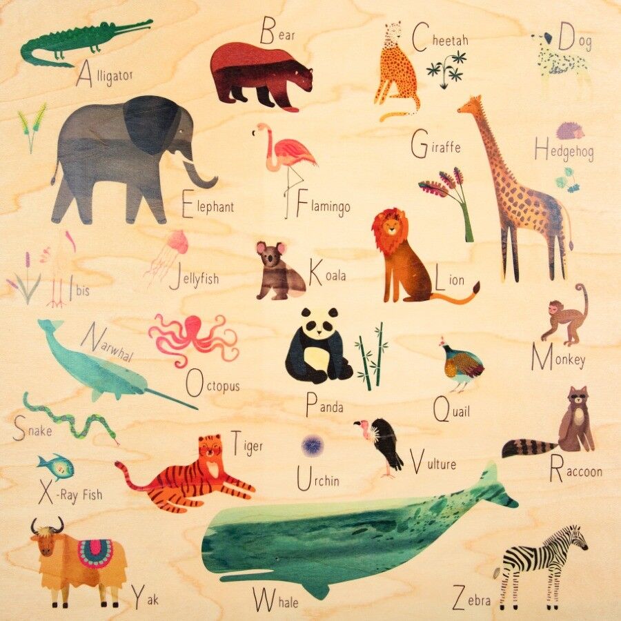 Manifesto in legno 33T- abc abecedario