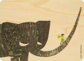 Carte en bois- kids boy on elephant 3