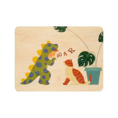 Wooden card - kids 2 roar