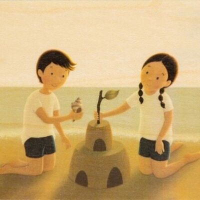 Carta di legno - bambini 2 castello di sabbia