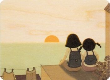 Carte en bois- kids 2 sunset