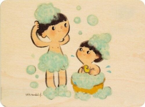 Carte en bois- kids 3 bubble bath