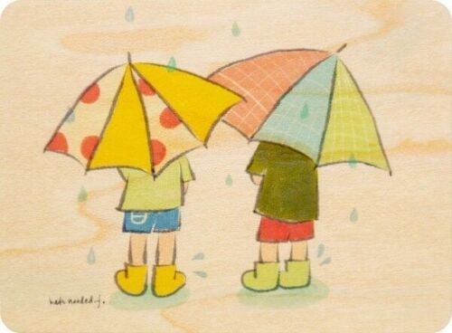 Carte en bois- kids 3 rainy day