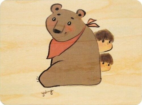 Carte en bois- kids 3 bear