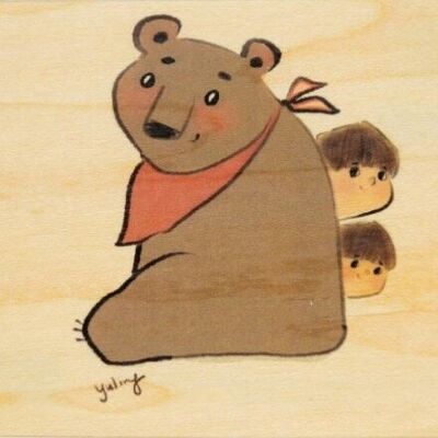 Carte en bois- kids 3 bear