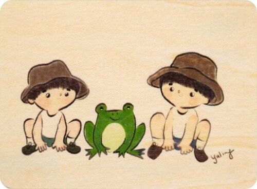 Carte en bois- kids 3 frog