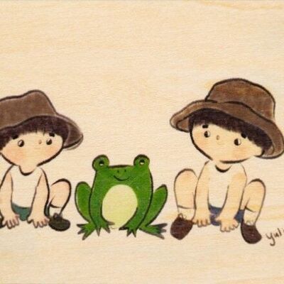 Tarjeta de madera - niños 3 rana
