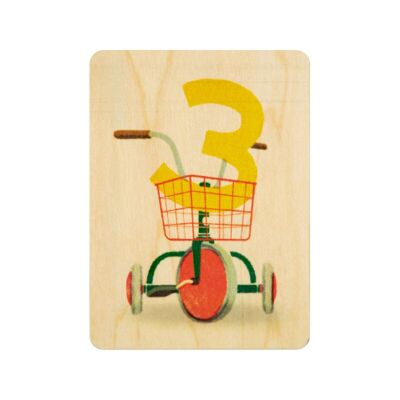 Wooden card - numbers 3