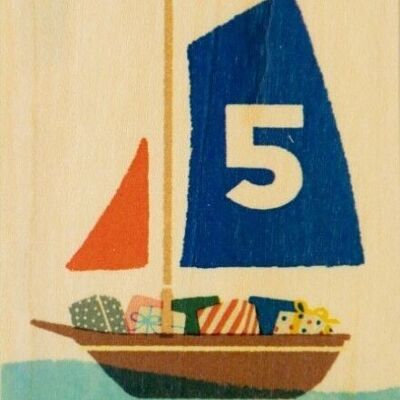 Wooden card - numbers 5