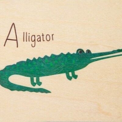 Wooden card - abc alligator