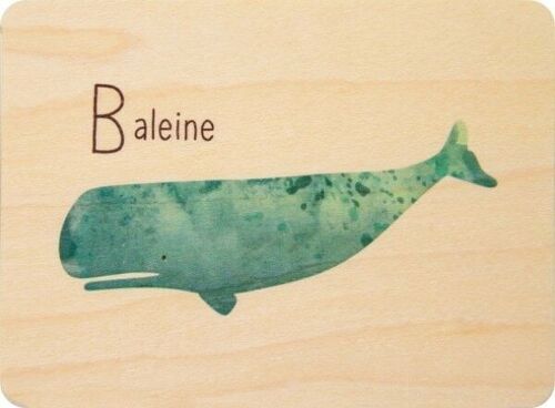 Carte en bois- abc baleine