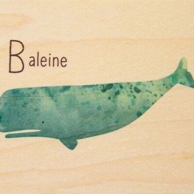 Carte en bois- abc baleine