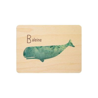 tarjeta de madera - ballena abc
