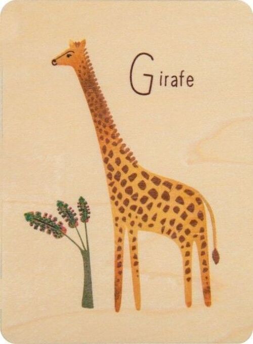 Carte en bois- abc girafe