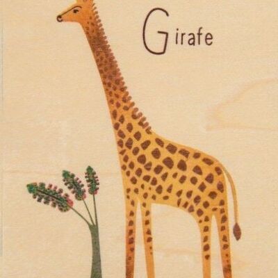 Tarjeta de madera - jirafa abc