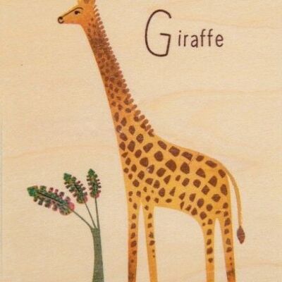 Carte en bois- abc giraffe