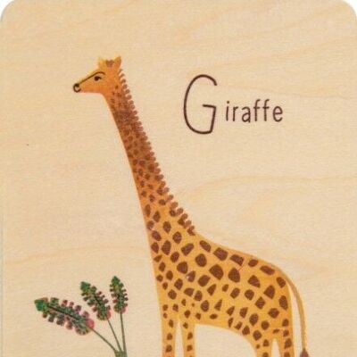 Carte en bois- abc giraffe