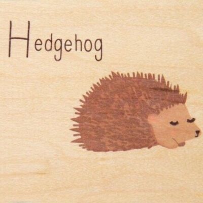 wooden card- abc hedhehog