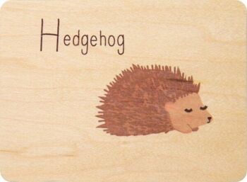 Carte en bois- abc hedhehog