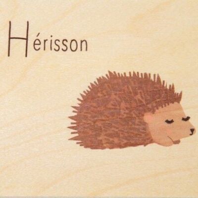 Wooden card - abc hedgehog