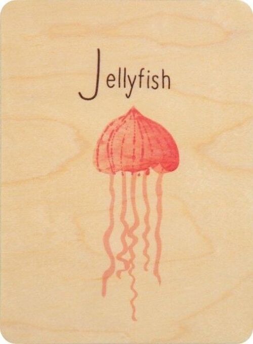 Carte en bois- abc jellyfish