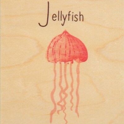 Wooden card - abc jellyfish