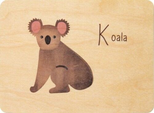 Carte en bois- abc koala