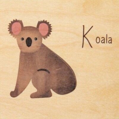 Tarjeta de madera - abc koala