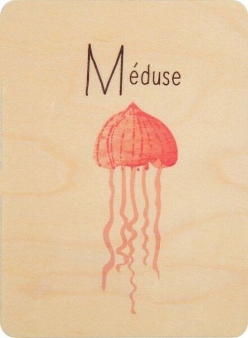 Carte en bois- abc méduse