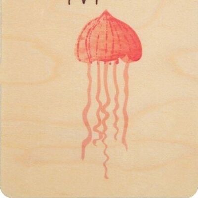 Carte en bois- abc méduse