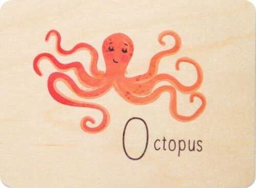 Carte en bois- abc octopus