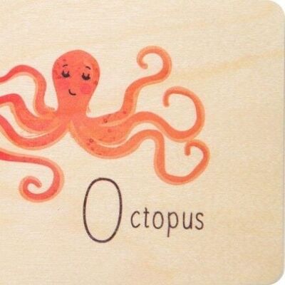 Carte en bois- abc octopus