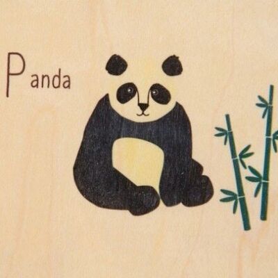 Tarjeta de madera - abc panda