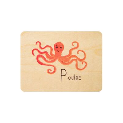 Carte en bois- abc poulpe