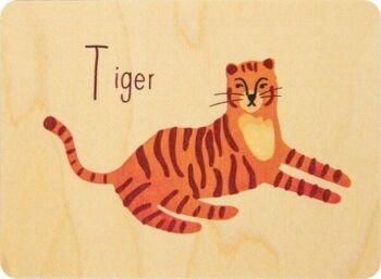 Carte en bois- abc tiger