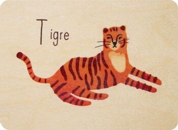 Carte en bois- abc tigre