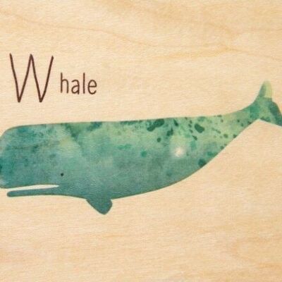 wooden card - abc whale