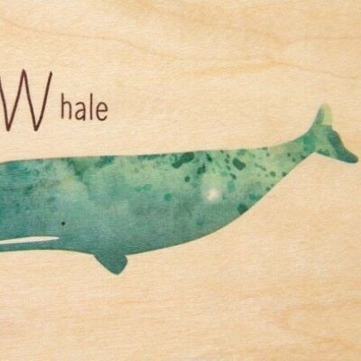 Carte en bois- abc whale