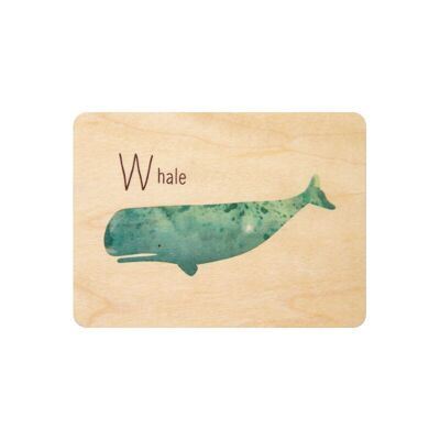 tarjeta de madera - ballena abc