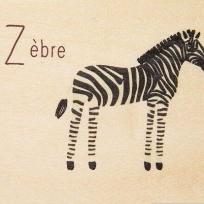 Wooden card - abc zebra