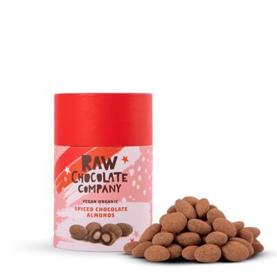 Spiced Chocolate Almonds 180g Gift Tube, Vegan Organic, Christmas