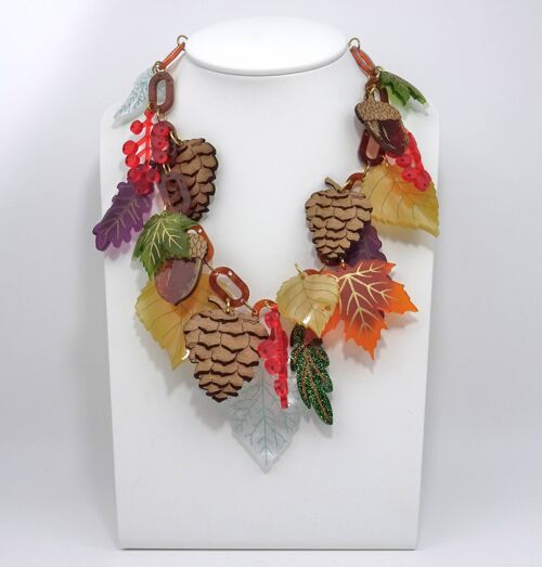 Autumn Leaves & Berries Statement Necklace Small