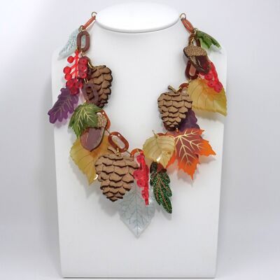 Autumn Leaves & Berries Statement Necklace Small