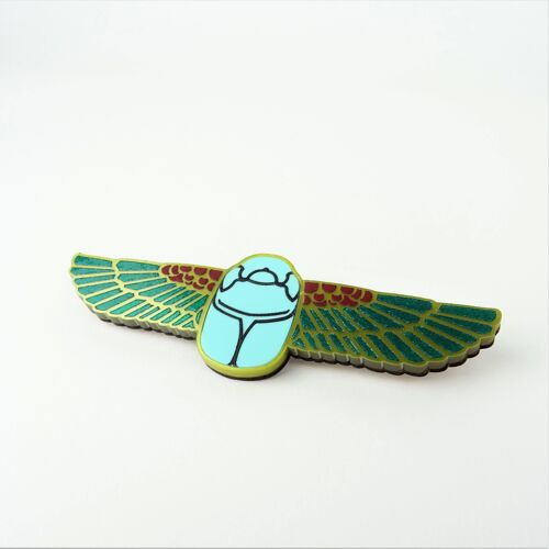 Winged Scarab Beetle Brooch Small