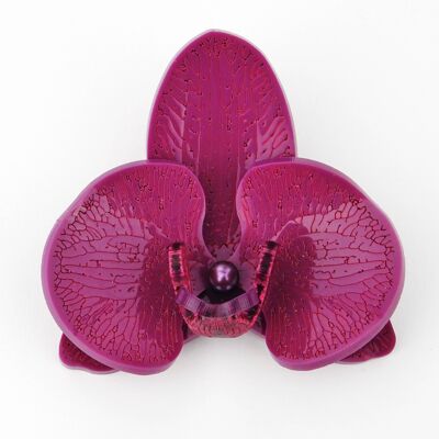 Broche Orchidée 3D Prune Passion Petite