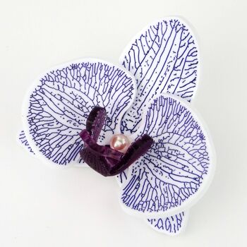 Broche Orchidée 3D Blanc & Violet Petit 4