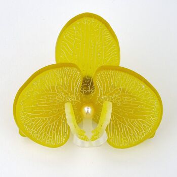 Broche Orchidée 3D Petit Citron Sicilien Givré 1