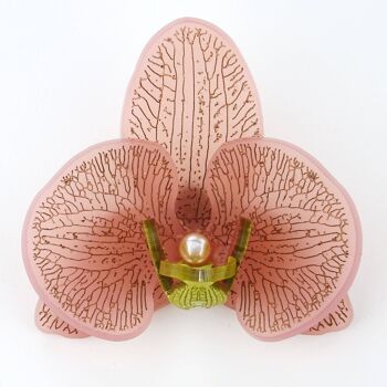 Broche Orchidée 3D Rose Blush avec Or Petit 1