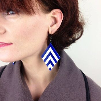 Boucles d'Oreilles Chevron Bleu Petit 3